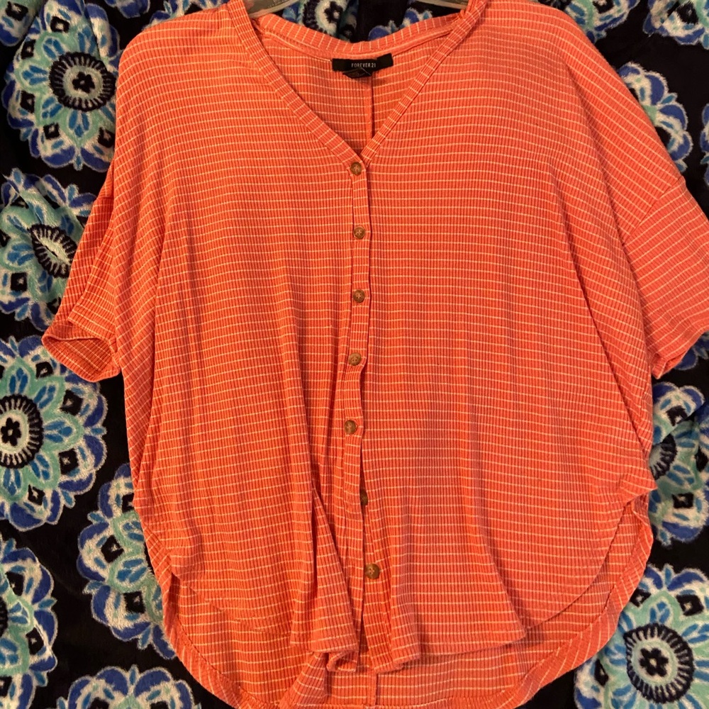 CORAL BUTTON DOWN SHIRT